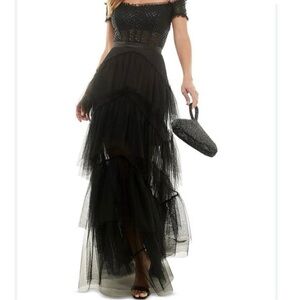 City Studio Black Mesh Layered Dress